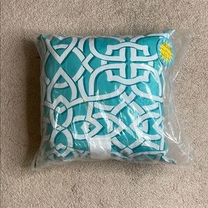 Blue and White Geometric Accent Pillow